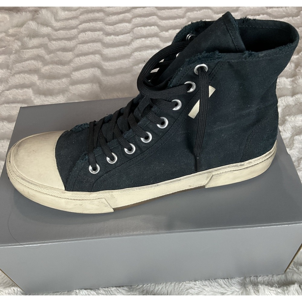 Balenciaga Mens Black Size 11 High Top Canvas Designer Sneakers Streetwear - Picture 4 of 15